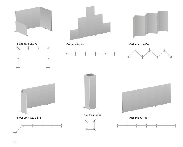 differente configuration du stand paravent pliable